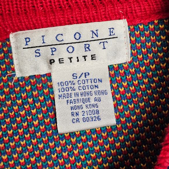 Picone Sport Plaid Button Down Sweater 100% Cotton Women's Petite SP Outerwear - Picture 4 of 7